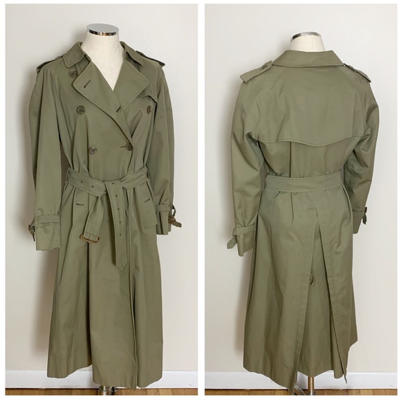 Burberry Vintage Khaki Green Trench Coat